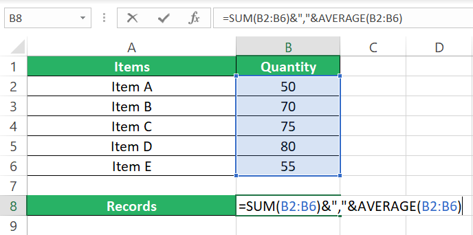 Sum and average in parentheses dialog