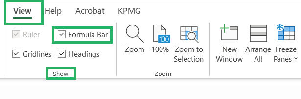 4 formula bar Checkbox