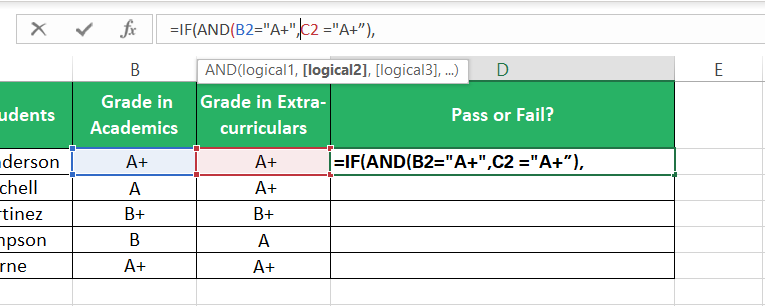 Nesting the AND function into the IF function