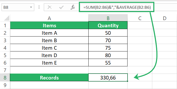 Sum and average in the same cell