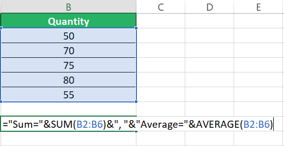 Sum and average in the same cell