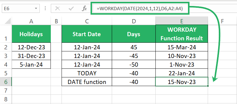 Date function for the date value