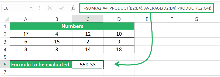 Formula returns final results