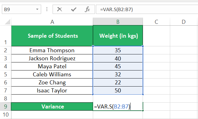 Referring to the cell range with values