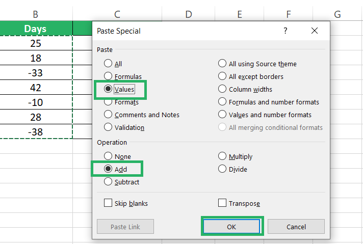 Values and Add operation