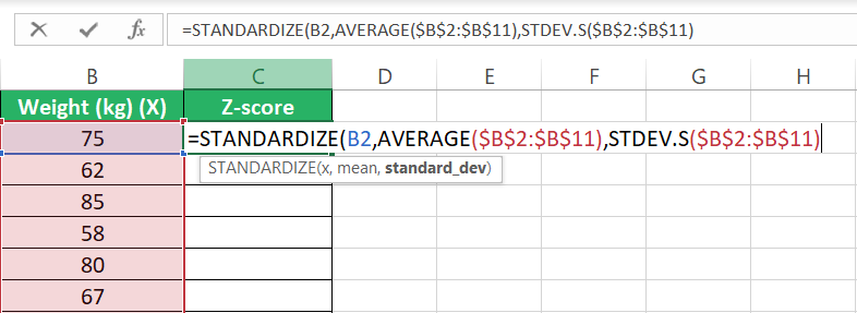 Standard deviation of the dataset