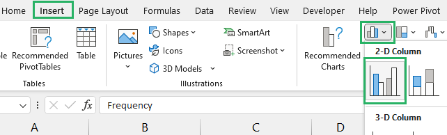 IMAGE 11 Select and create a 2D column chart