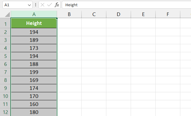 IMAGE 2 Select data in column A