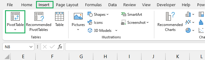 IMAGE 27 Select Pivot table from Insert tab