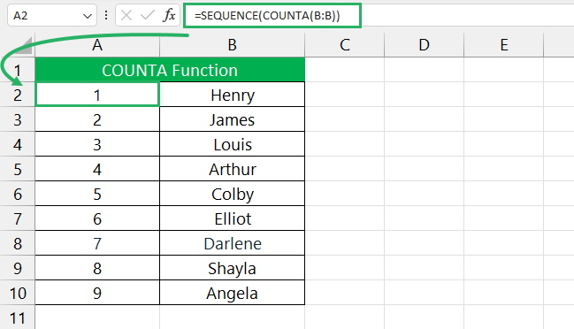 Counta function in new Excel