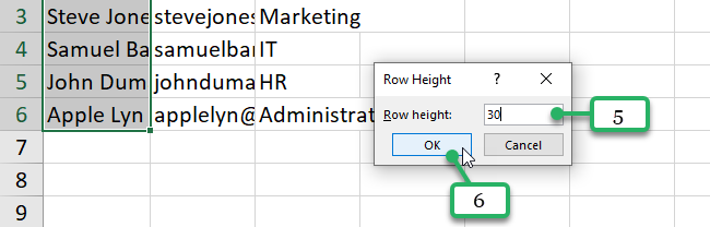 change row height