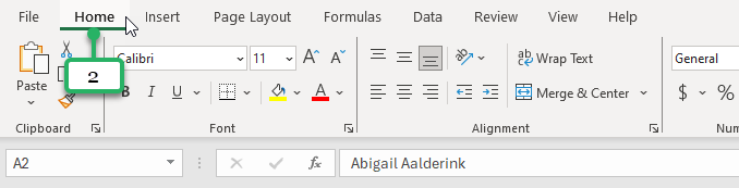 click Home tab