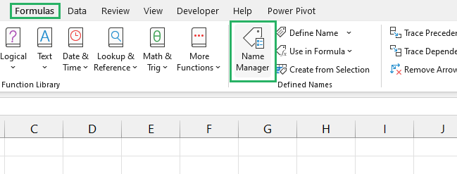 Open the Name Manager dialog box