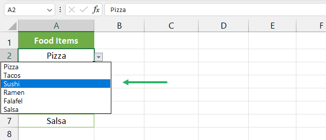 The new value appears in the dropdown list