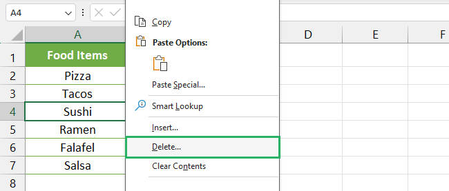 Deleting items from a dropdown list