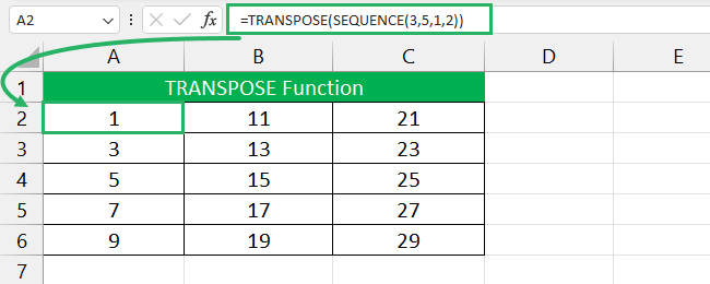 Matrix containing 15 values 