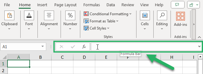 Excel formula bar in MS Excel