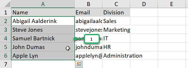 selected cells is excel sheet