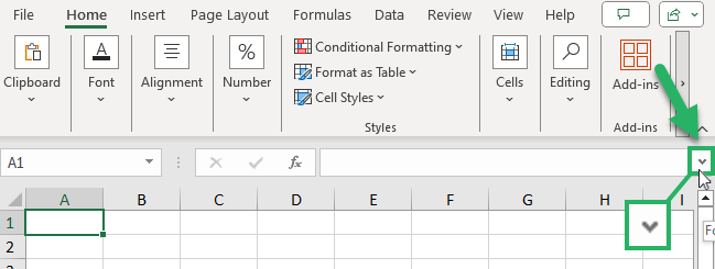 collapse formula bar