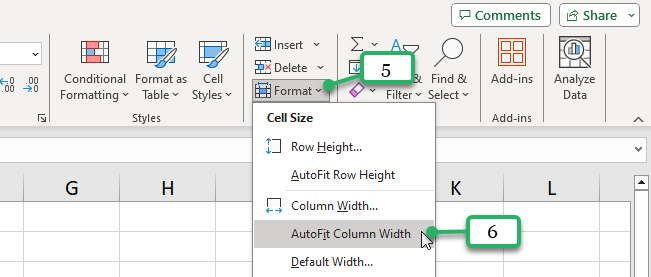 change column width using AutoFit