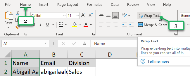 wrap text feature