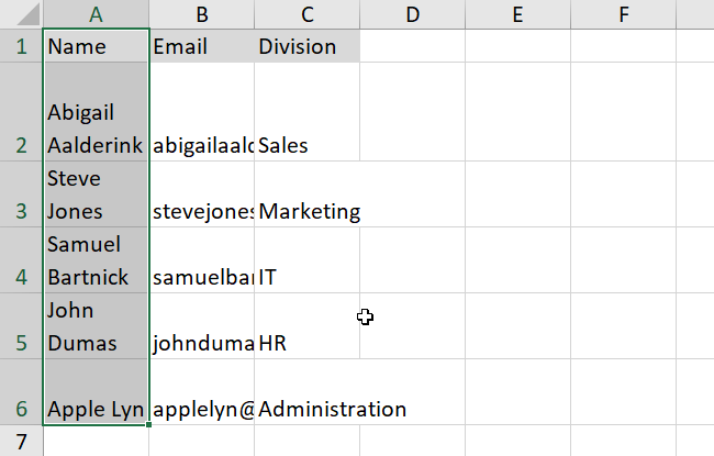 resizing cells using wrap text