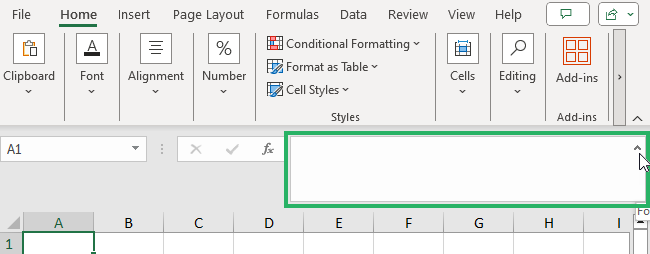 Expand formula bar in Excel