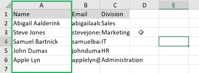 cell size of entire column adjusted