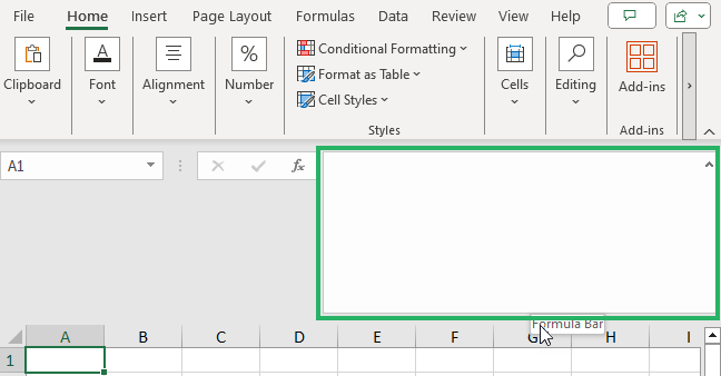 resize Excel formula bar