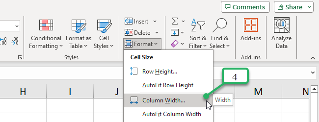 select column width