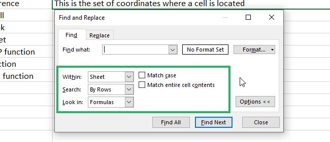 search specific cell with conditional formatting