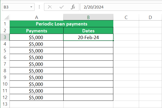 First date defined in Excel