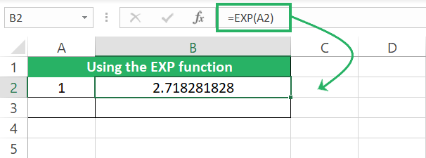 Using EXP function syntax in worksheet