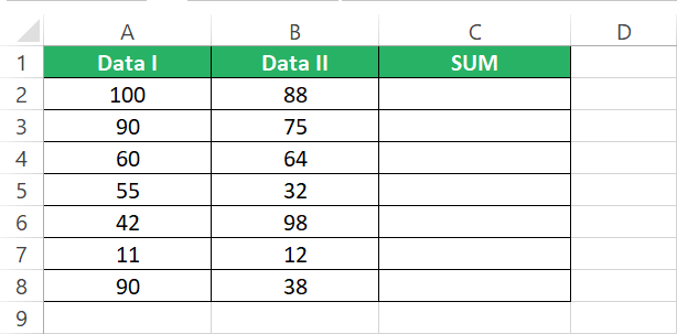 Two sets of numbers