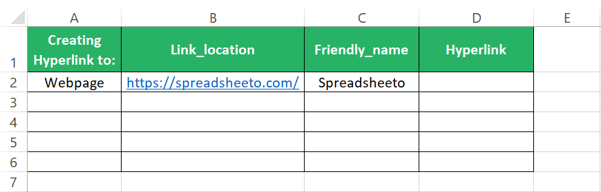 Hyperlinks to be created in Excel