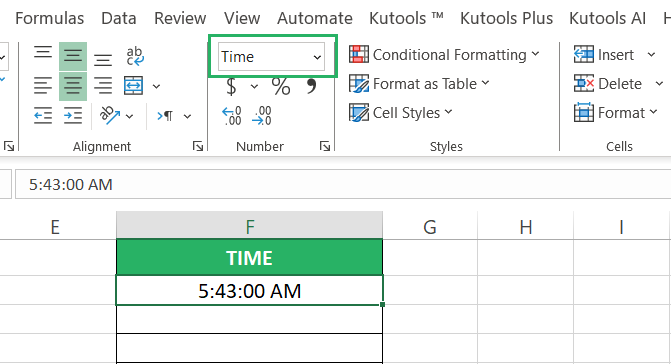 Time in Excel