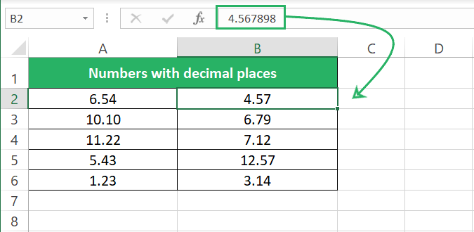 Actual decimal places retained