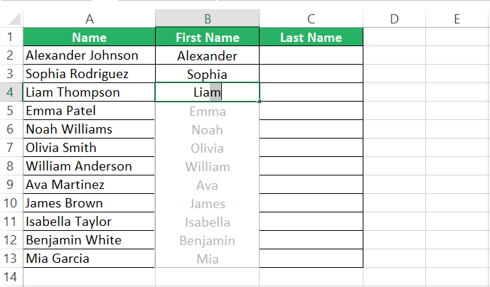 Flash fill pattern