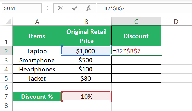 Cell reference changed to absolute