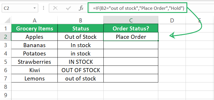 Excel If statement template