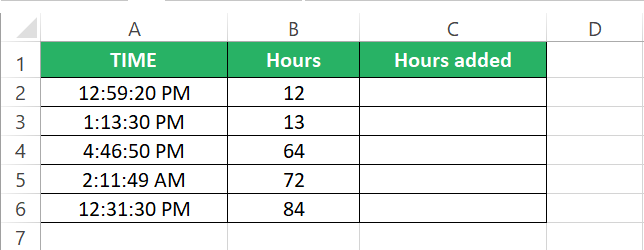 Start time and hours in Excel