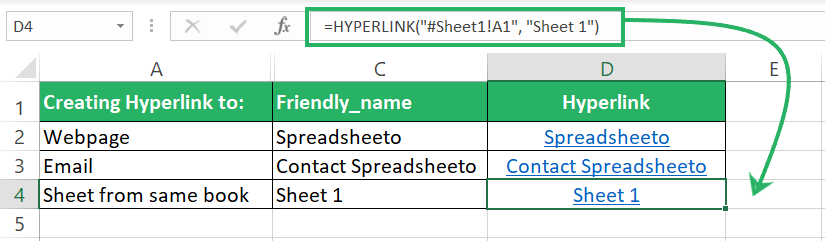 Creating a hyperlink to Excel spreadsheet