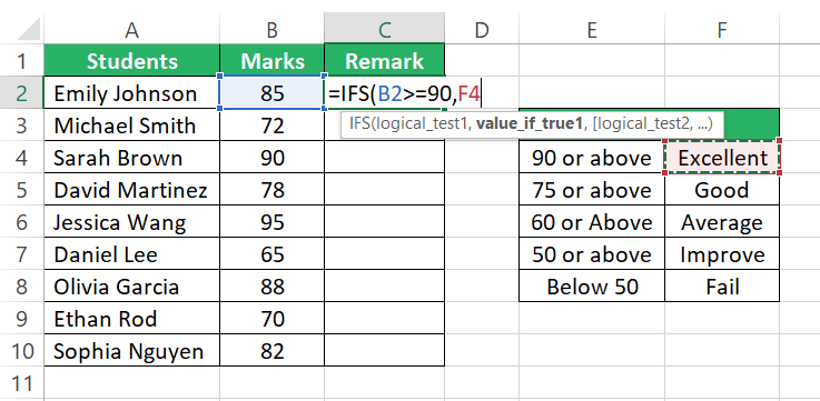 First value if true in worksheet