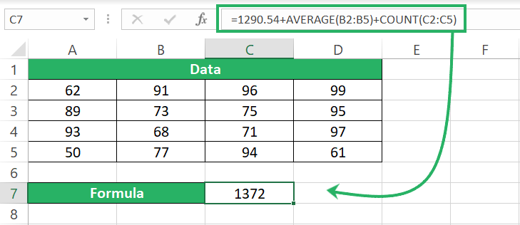 Result of formula worksheet