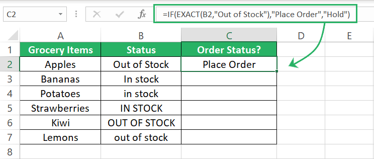 Nested EXACT function