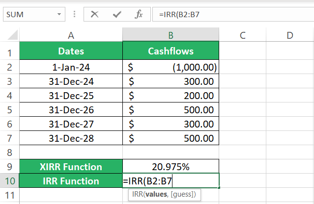 Writing the IRR function