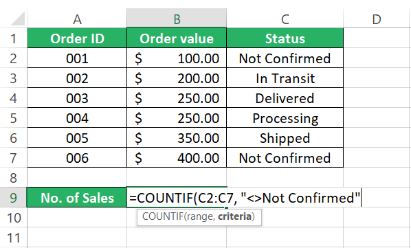 Use Excel COUNTIF function