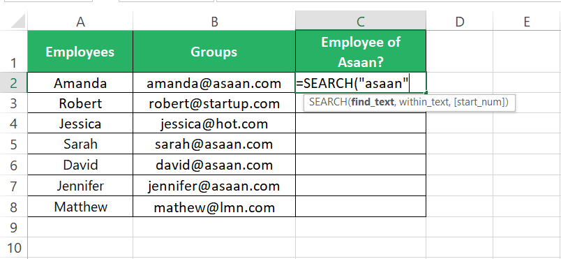 Search function lookup value