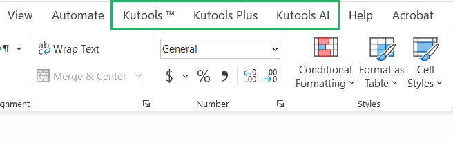 Additional Kutools tabs