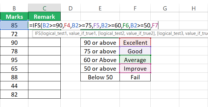 IFS function for multiple criteria